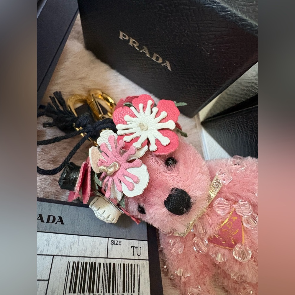 Prada Pink Floral Teddy Bear Charm with Gold Hardware - Picture 7 of 7